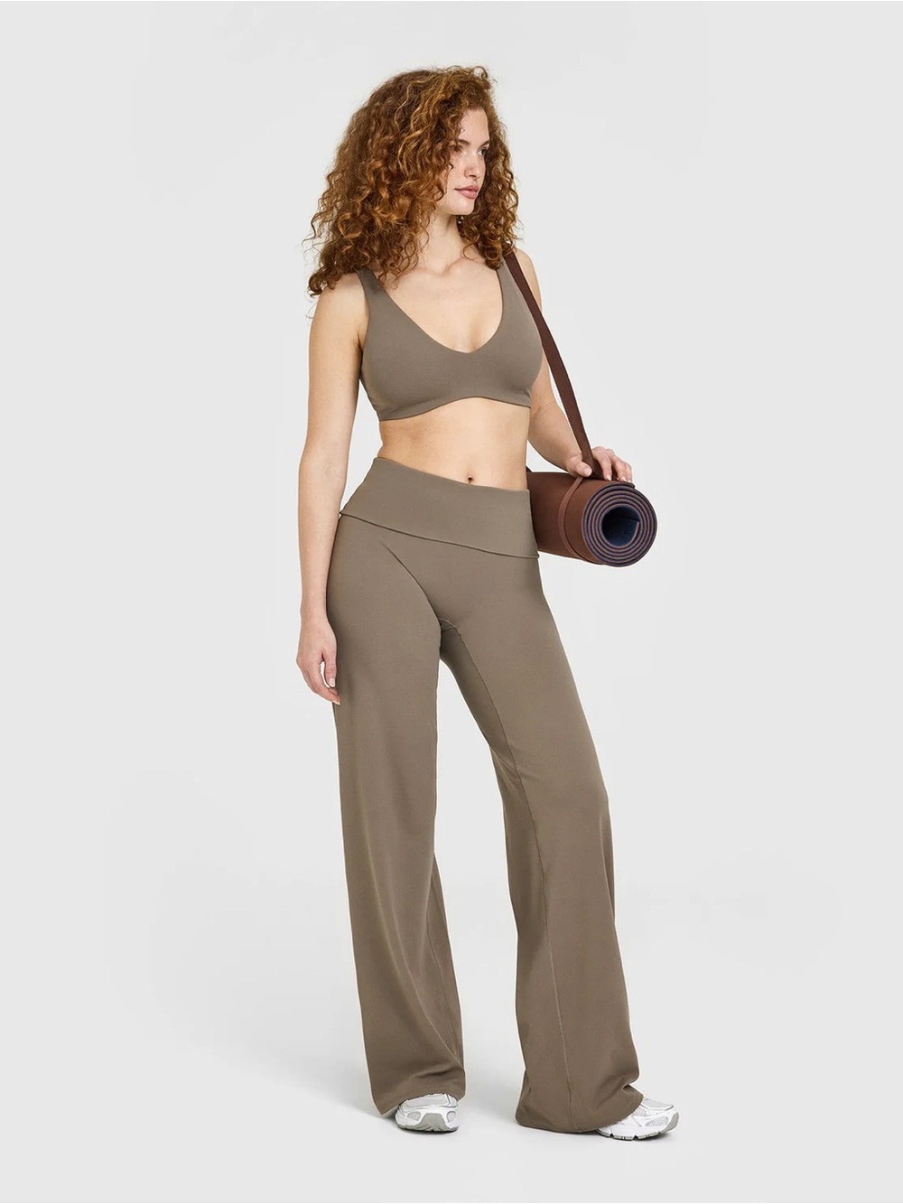 Oner Active Unified Jacket + SoftMotion Fold Over Straight Leg Pants Moss Brown